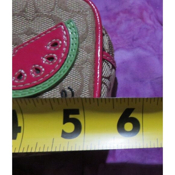 Coach vintage watermelon khaki Jacquard canvas & leather wristlet & wallet - Picture 13 of 14